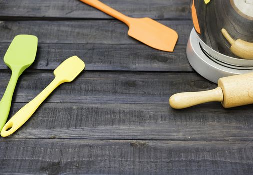 Bakery And Cooking Tools with kitchen timekeeping on wood table