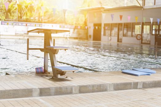Swiming pool and jumping stand
