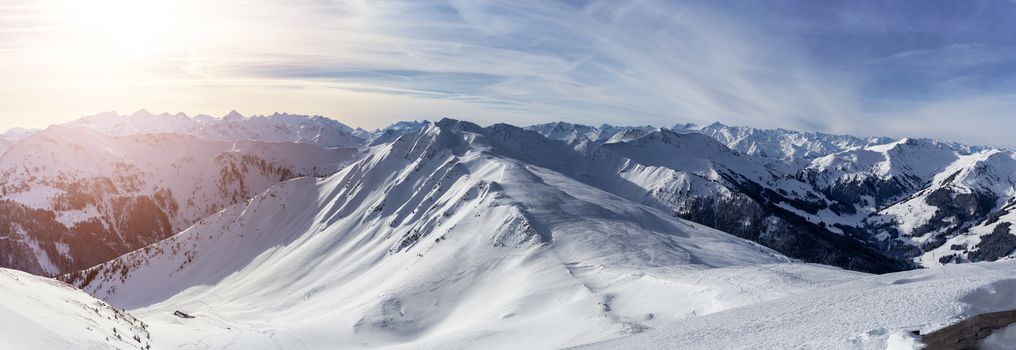 Panoramic view of Alps from Saalbach-Hinterglemm ski resort