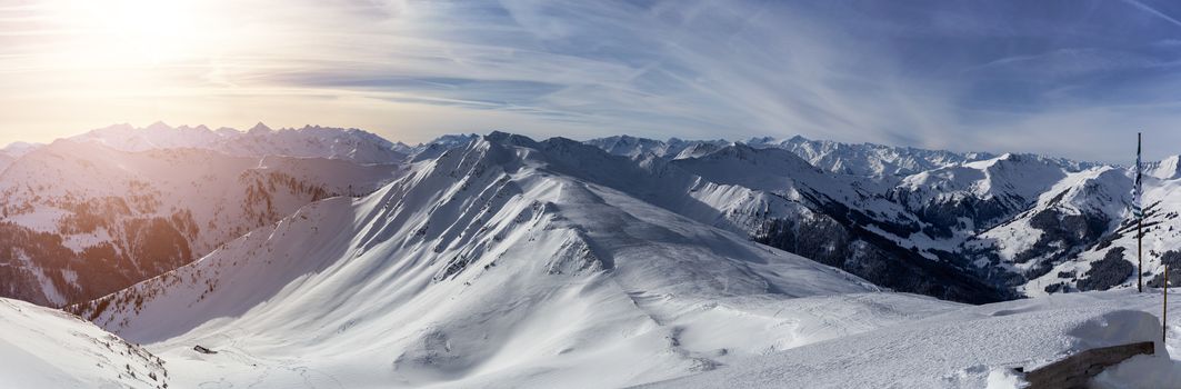 Panoramic view of Alps from Saalbach-Hinterglemm ski resort