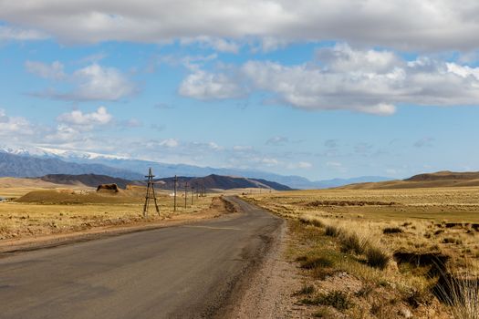 A 367 highway, passing in the Naryn region, Kyrgyzstan, near the village of Uzunbulak Kochkor District