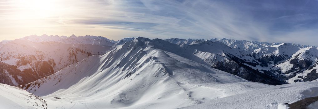 Panoramic view of Alps from Saalbach-Hinterglemm ski resort