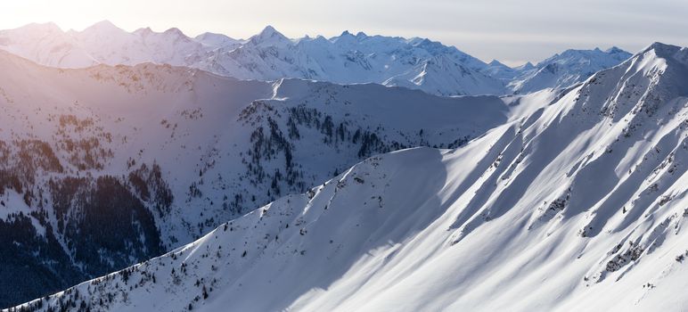 Mountain peaks covered with fresh snow, Austrian Alps, Europe