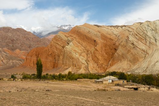 house in the mountains, Kokemeren river, Jumgal District, Kyrgyzstan mountain landscape