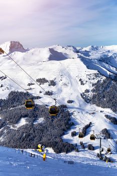 Cable car on the ski resort in Austrian Alps