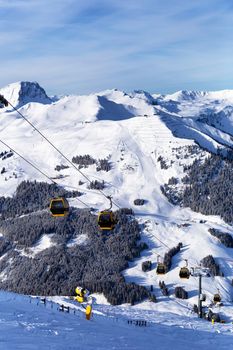 Cable car on the ski resort in Austrian Alps