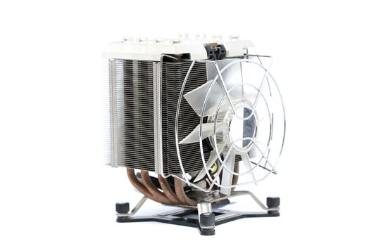 Cooler CPU fan with heat sink and cable , isolated on white background