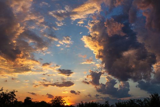 Dramatic sunset and sunrise sky