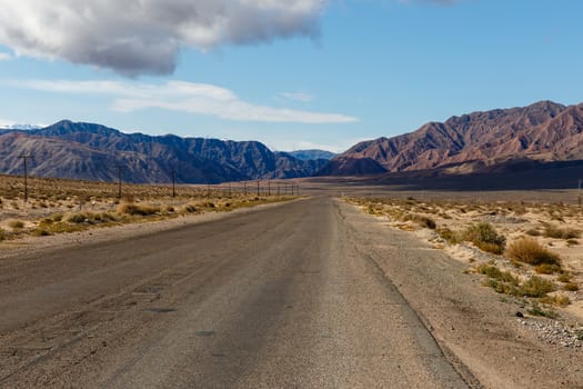 A 365 highway, passing in the Issyk-Kul Region of Kyrgyzstan, in the area of lake Issyk-Kul