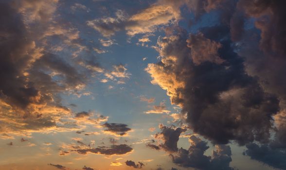 Dramatic sunset and sunrise sky