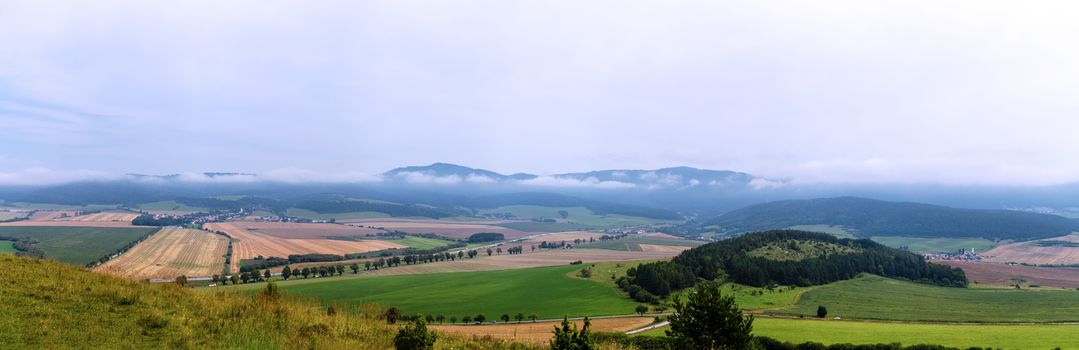 Hills view from Spiss castle on a summer day, Presov and Kosice region, Slovakia, Europe