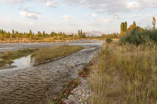 Chu River, state border between Kazakhstan and Kyrgyzstan, Chuy Valley