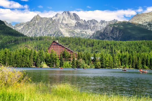 Mountain lake Strbske pleso in National Park High Tatra, Slovakia, Europe