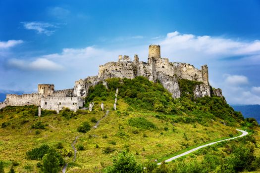 Spiss castle (spissky hrad) in a summer day, medieval ruin, unesco heritage, Slovakia, Europe