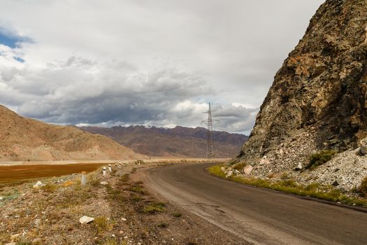 mountain road along the Chu River, Kyrgyzstan, Kochkor District