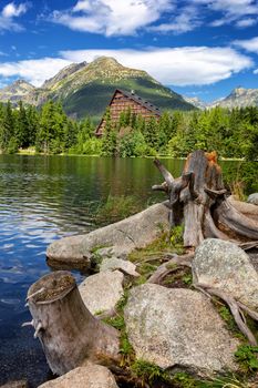 Mountain lake in National Park High Tatra. Strbske pleso, Slovakia, Europe. Beauty world.