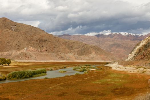 Chu River, Kyrgyzstan, border between the Issyk-Kul region and the Naryn region, Kochkor