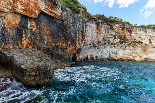 Cliffs at Ionian sea close to blue caves in Zakynthos, Greece