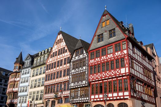 Traditional half-timbered houses on Romerberg square, Frankfurt, Germany