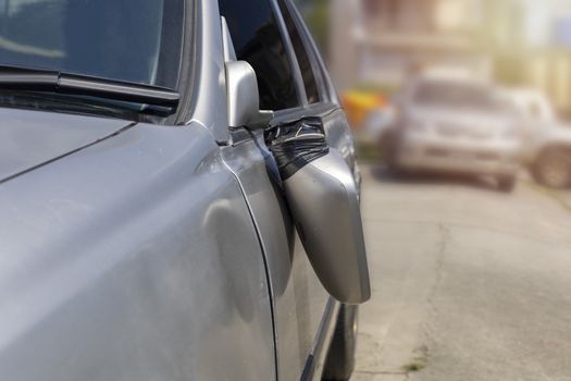 Car accident broken car door rearview mirror can not use anymore.