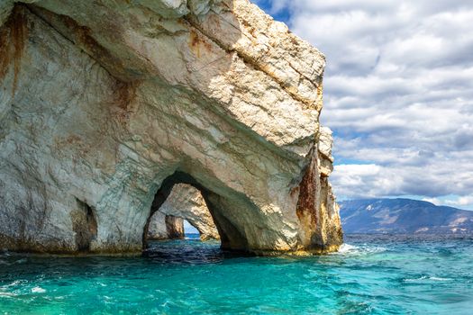 Blue caves on Zakynthos island in Greece