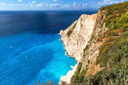 Ionian sea cliffs close to shipwrek beach, Zakynthos island Greece