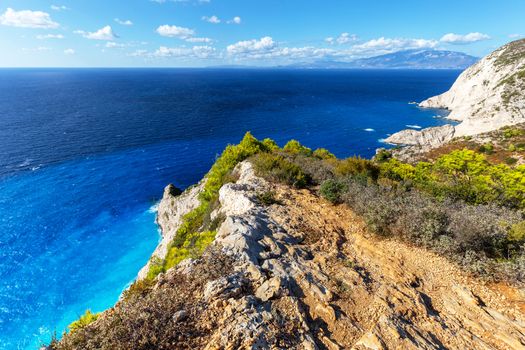 Ionian sea cliffs close to shipwrek beach, Zakynthos island Greece