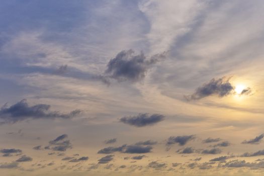 blue sky with clouds and sunset. Use for background text or design