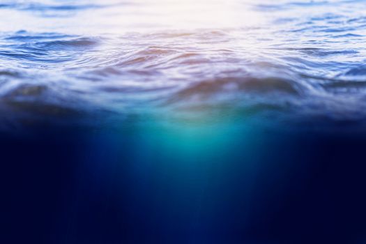 Sea water with underwater background. With copy space for text or design.