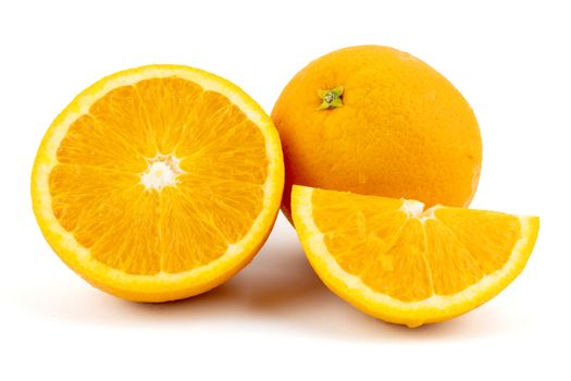 Fresh navel oranges isolated on white background. Save with clipping path.
