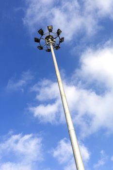 Poles light. Street light with blue sky and clouds background. With copy space for text or design.