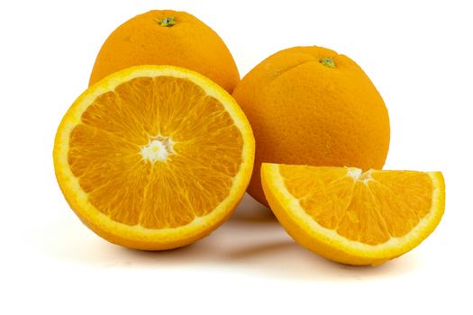 Fresh navel oranges isolated on white background. Save with clipping path.
