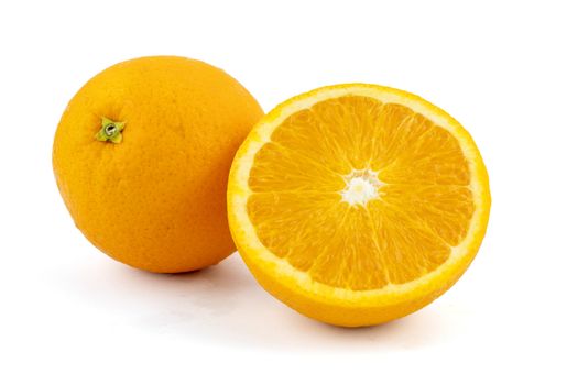 Fresh navel oranges isolated on white background. Save with clipping path.