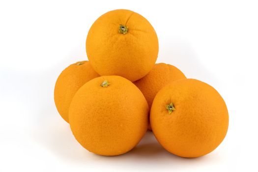 Fresh navel oranges isolated on white background. Save with clipping path.
