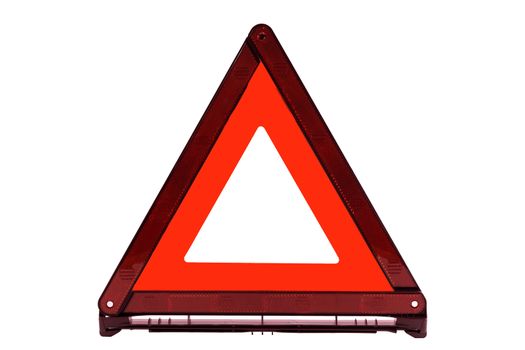 Red triangle sign, emergency stop sign, emergency warning sign isolate on white background