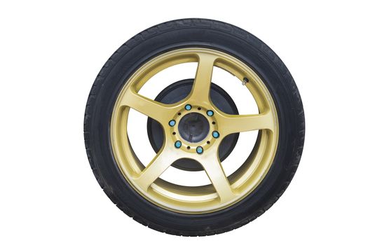 Old car wheels  isolated on white background. Save with clipping path.