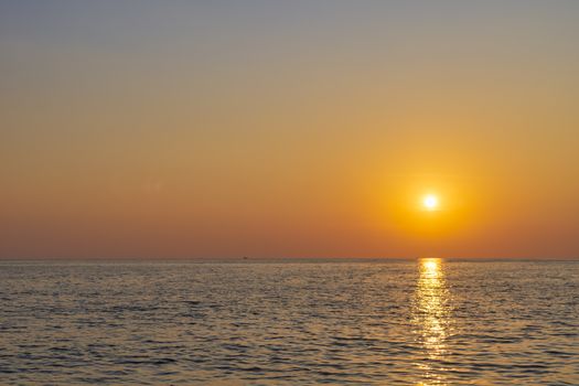 Sky with sunset cloud yellow and blue color background. With copy space for text or design.