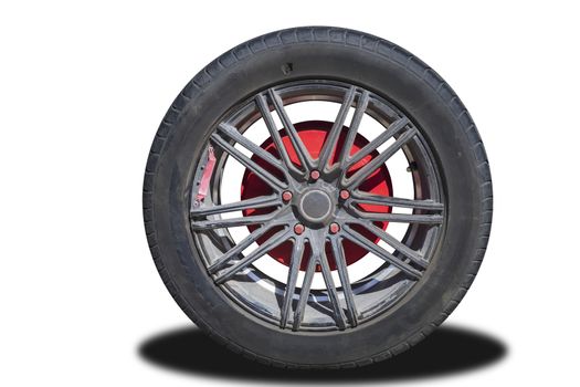 Old car wheels  isolated on white background. Save with clipping path.