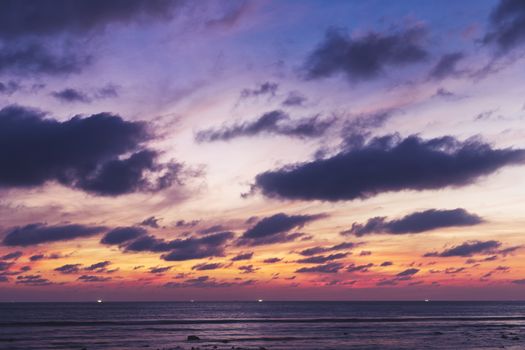 Sky with cloud and sun ray yellow and blue color background. With copy space for text or design.