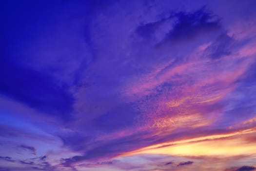Sky with cloud and sun ray yellow and blue color background. With copy space for text or design.