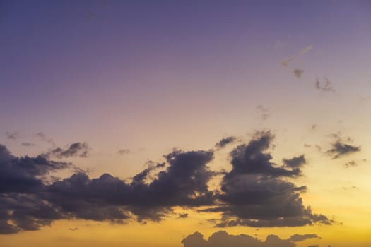 Sky with cloud and sun ray yellow and blue color background. With copy space for text or design.