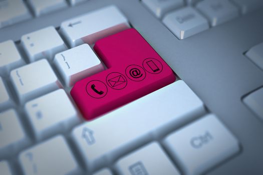 Communication apps against pink enter key on keyboard