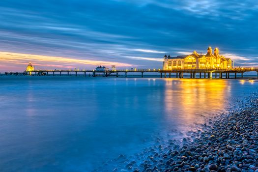 The sea pier of Sellin on Ruegen island in Germany at a beautiful dawn