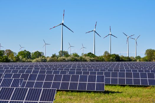 Solar panels and wind power plants seen in Germany