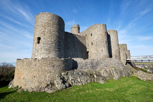 The Harlech Castle in North Wales on a sunny day