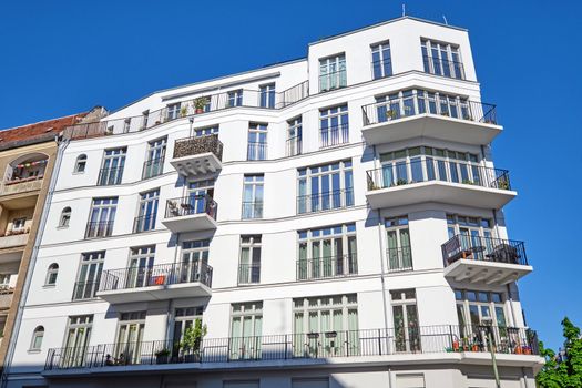 New white multi-family house seen in Berlin, Germany