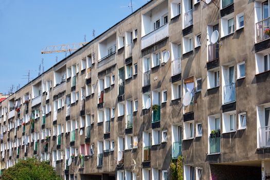 Shabby apartment building seen in Wroclaw, Poland