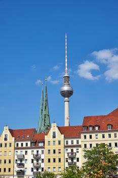 The Nikolaiviertel in Berlin with the famous Television Tower