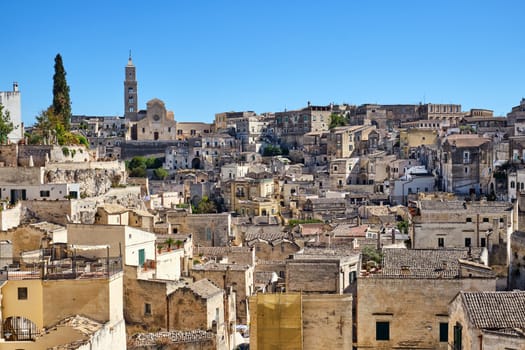 View of the historic old town of Matera in southern Italy