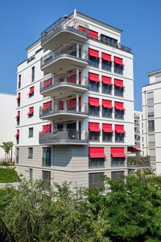Modern apartment building seen in Berlin, Germany